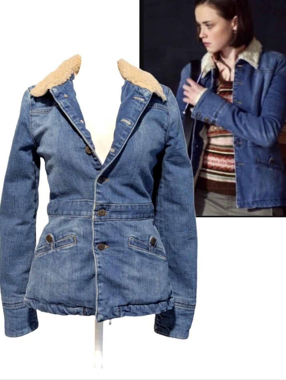 ASO Gilmore Girls Rory Denim Sherpa Coat Jacket Size